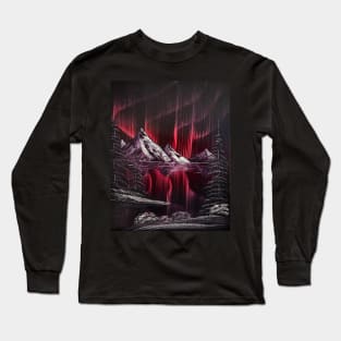 Red and Purple Northern Lights Long Sleeve T-Shirt